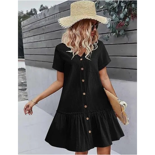 Capri - Solid Button-Up Dress