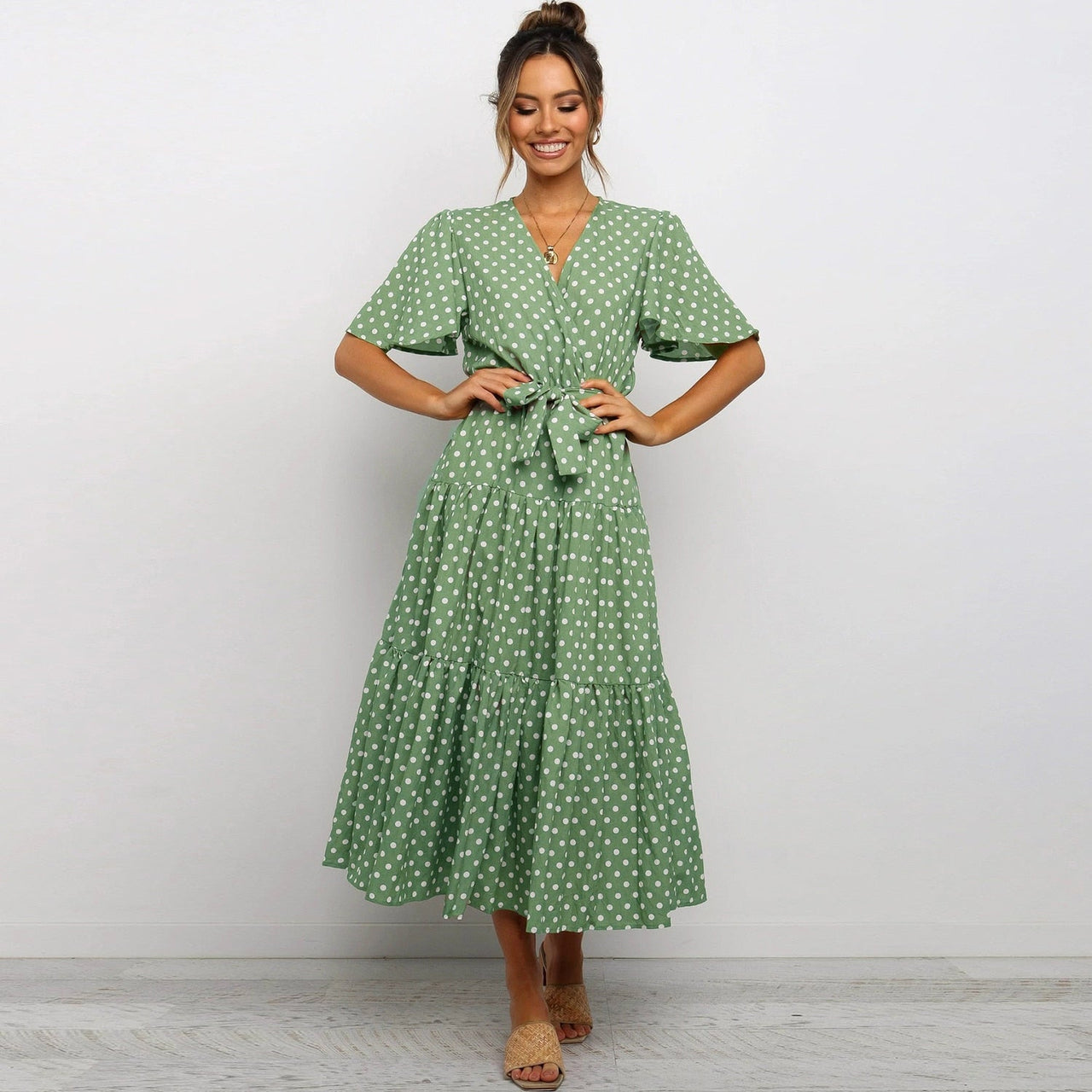 Joanna - Spotted Midi Dress